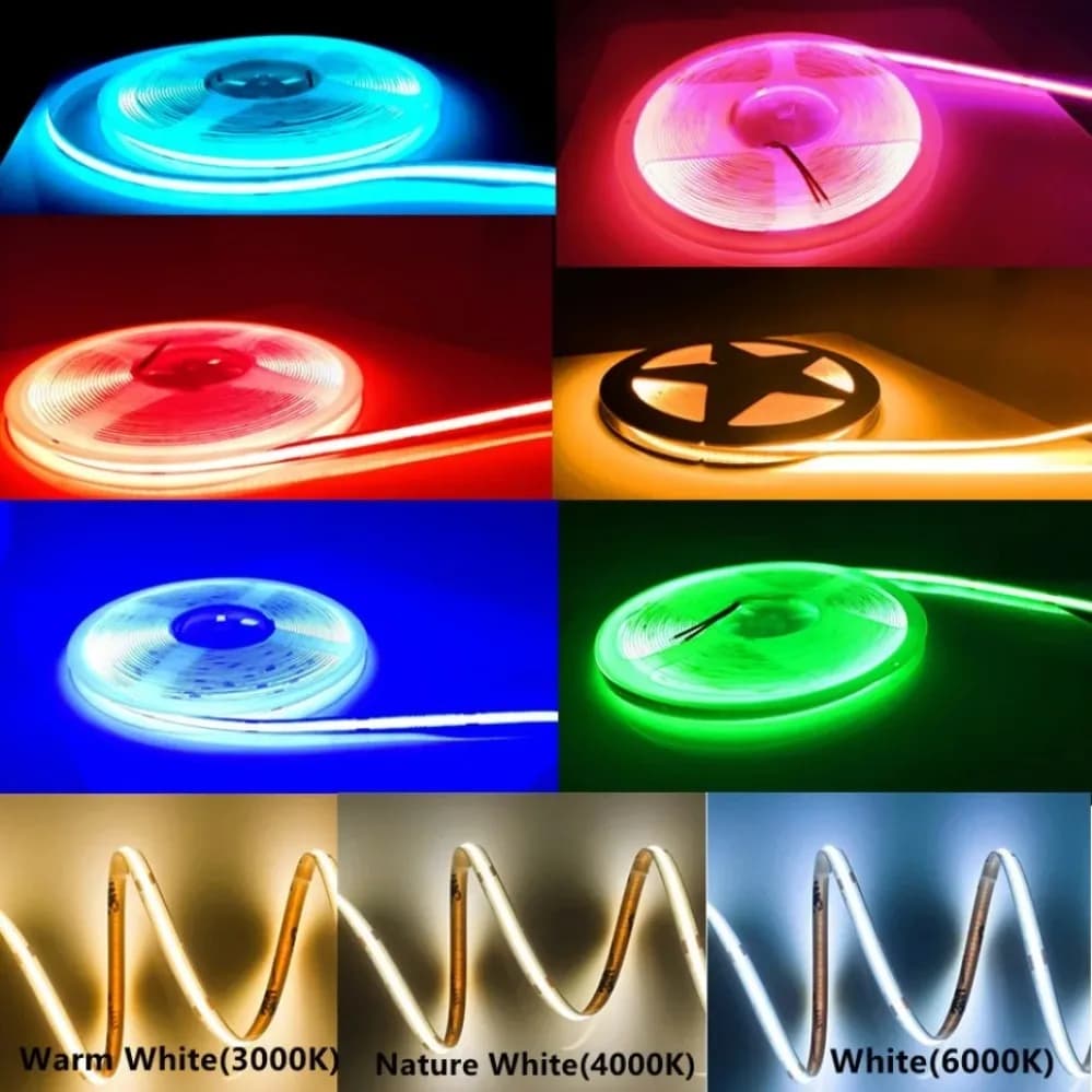 Bande Lumineuse LED COB à Haute Densité, Ruban Flexible, 320-480 K, RA90/RA95, DC12V 24V, 3000 6500 