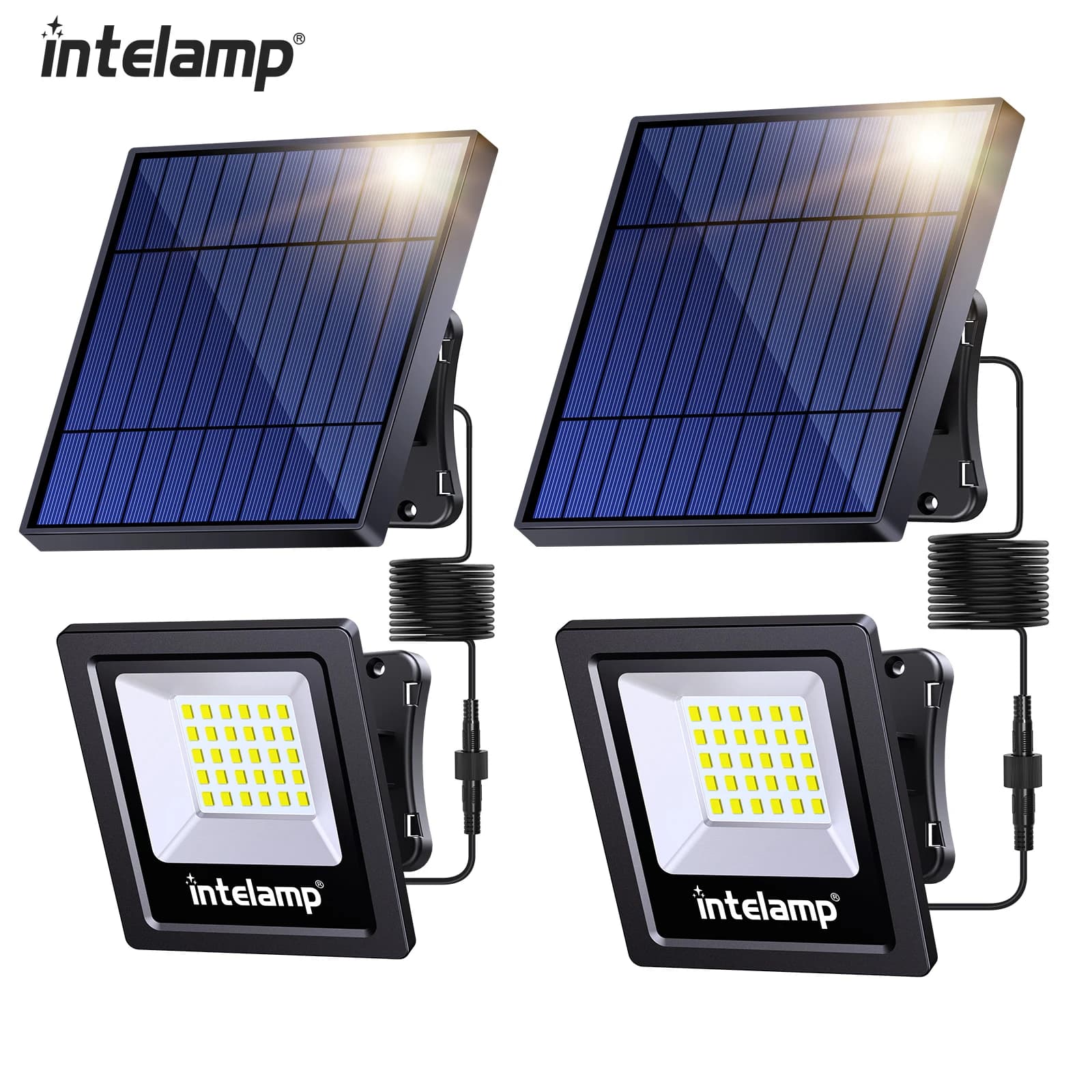 Lampe solaire d'extérieur 4400mah 1200LM, lot de 2, lampe solaire étanche, éclairage de rue, lumière