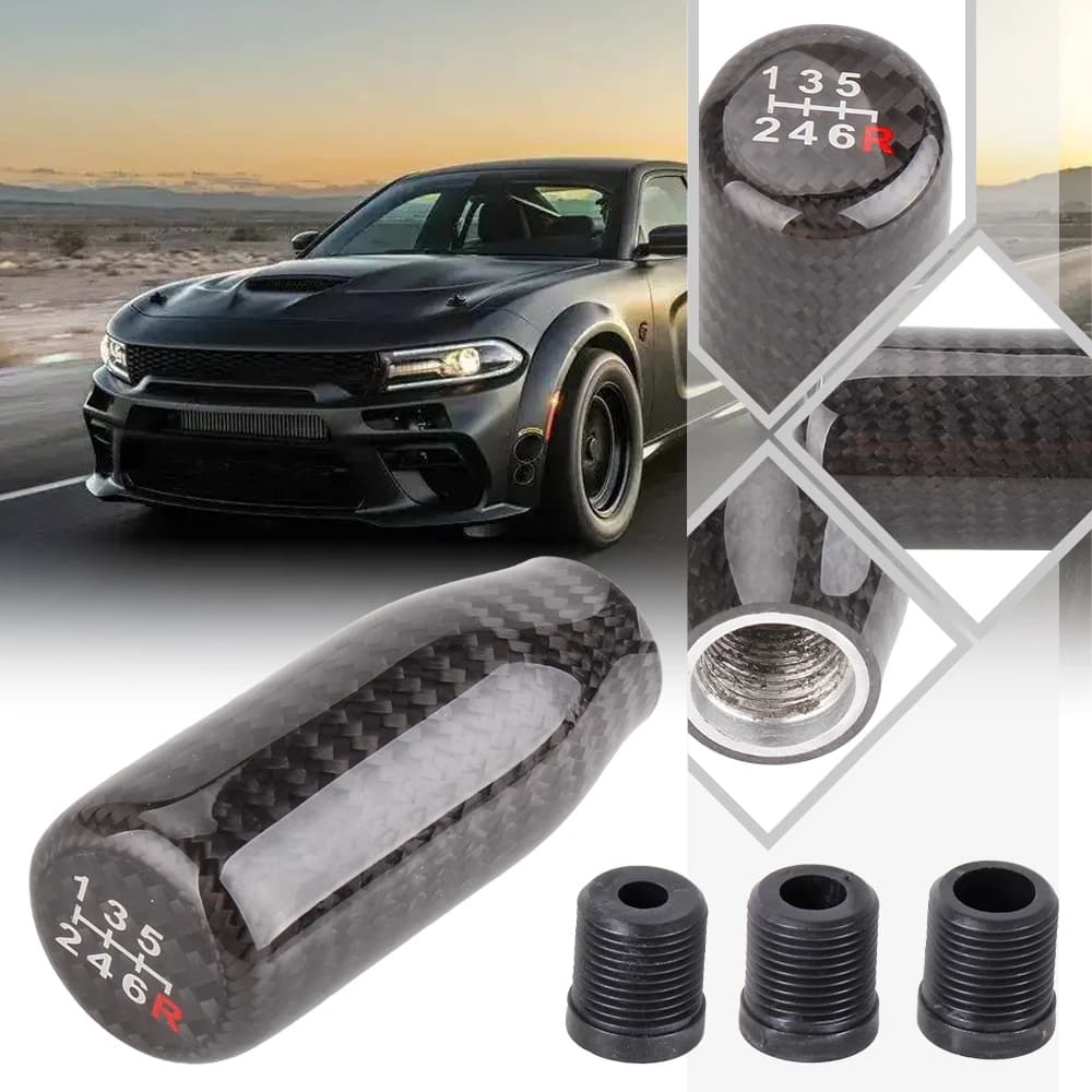 Nouveau pommeau de levier de vitesse universel 5/6 vitesses en fibre de carbone pour voiture de cour