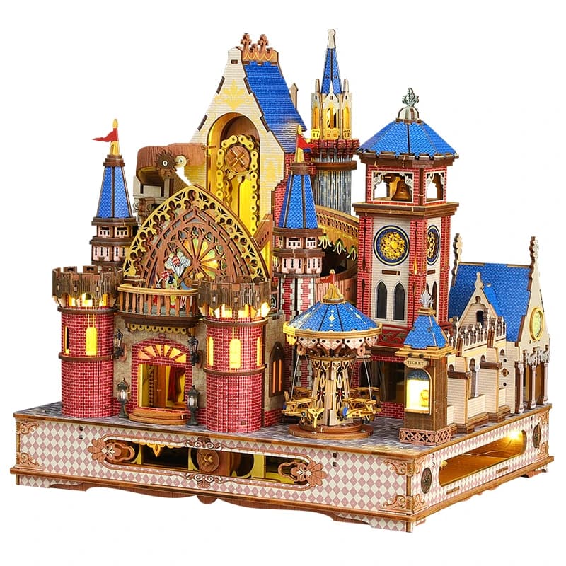 Château Annecy à Rotation mécanique en bois, bricolage, Kits de modèles miniatures, Villa de conte d