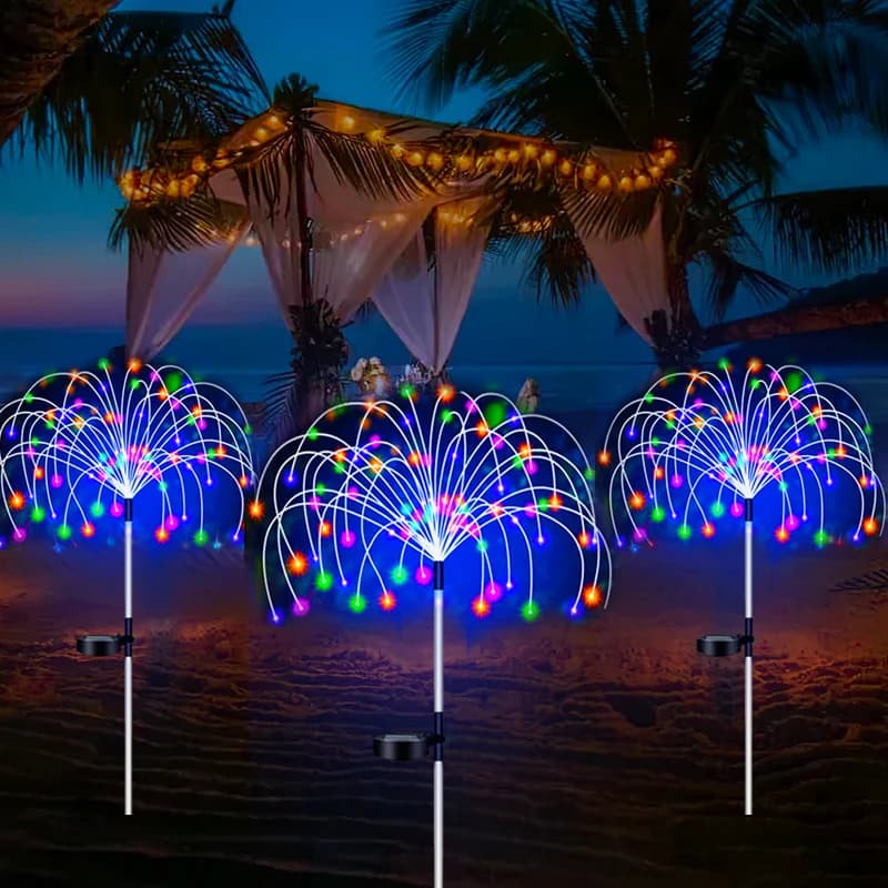 Feu d'artifice solaire LED piquet lumières extérieur jardin décor voie fée lumière étanche cour pelo