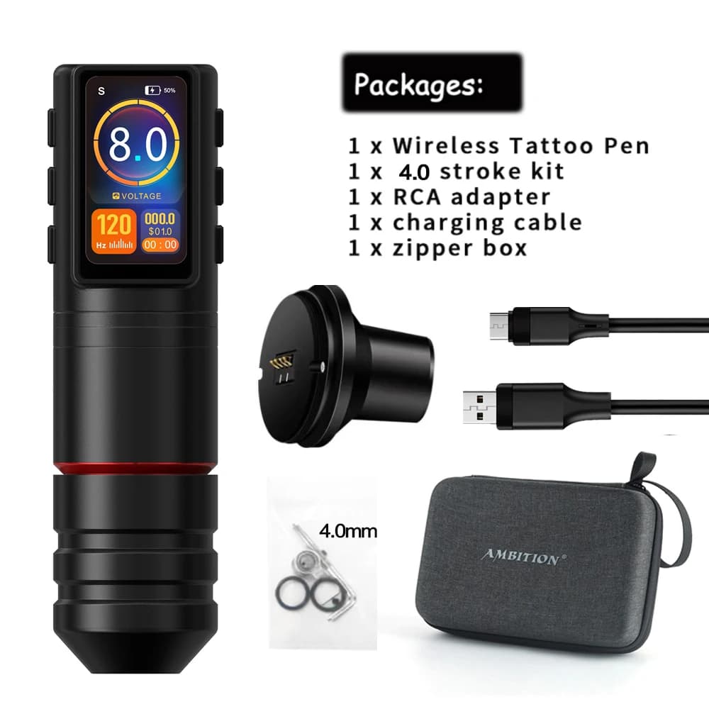 Ambition Ninja Pro – Machine à tatouer sans fil, moteur sans noyau puissant, capacité 2400mAh, batte