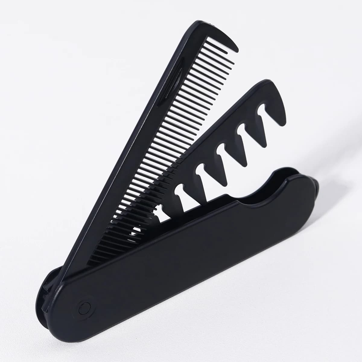 Peigne pliant noir 2 en 1, peigne pliant à double dent pour frange sèche et humide, design portable,