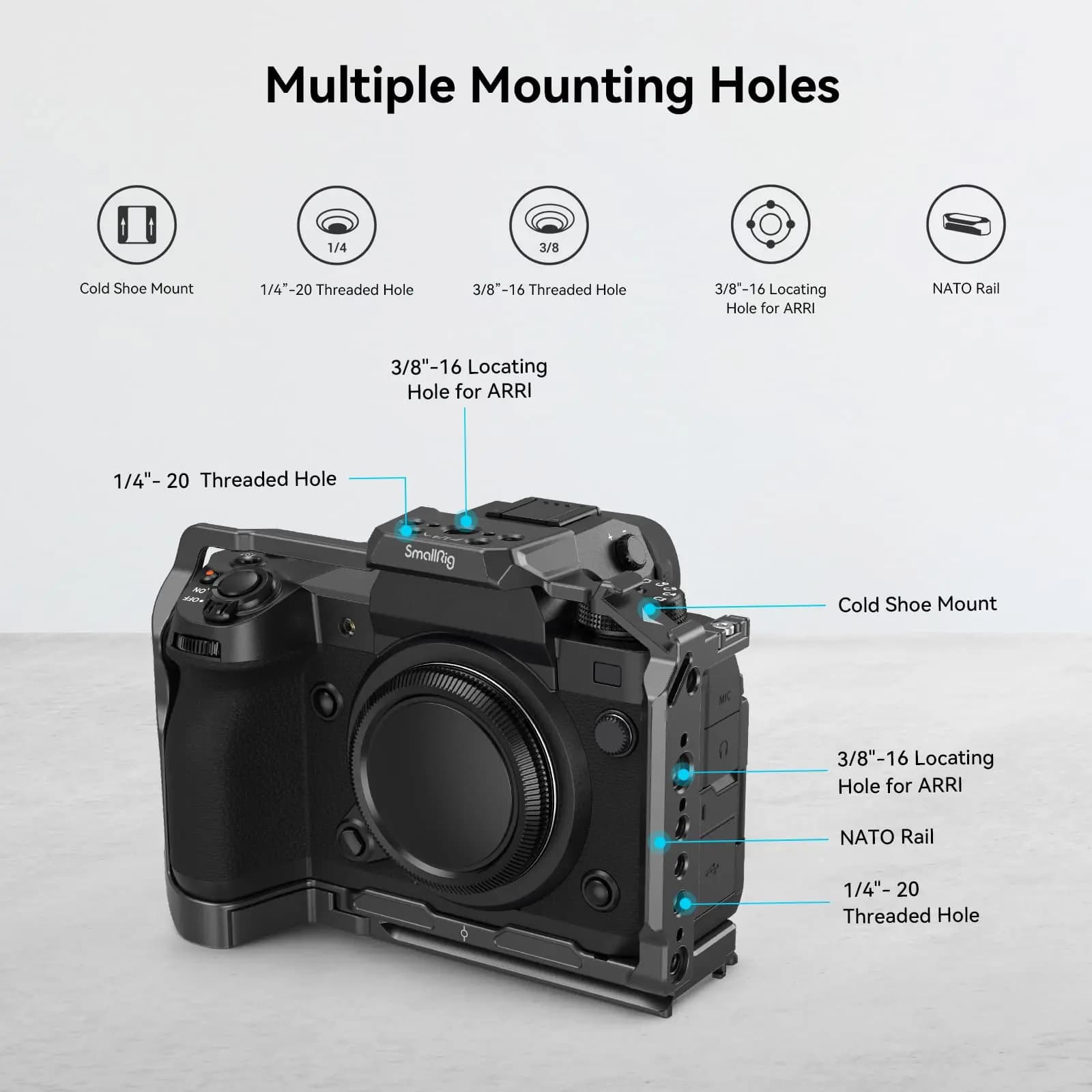 Cage de caméra SmallRig pour FUJIFILM X-H2 / X-H2S, plate-forme de caméra de fabrication vidéo en al