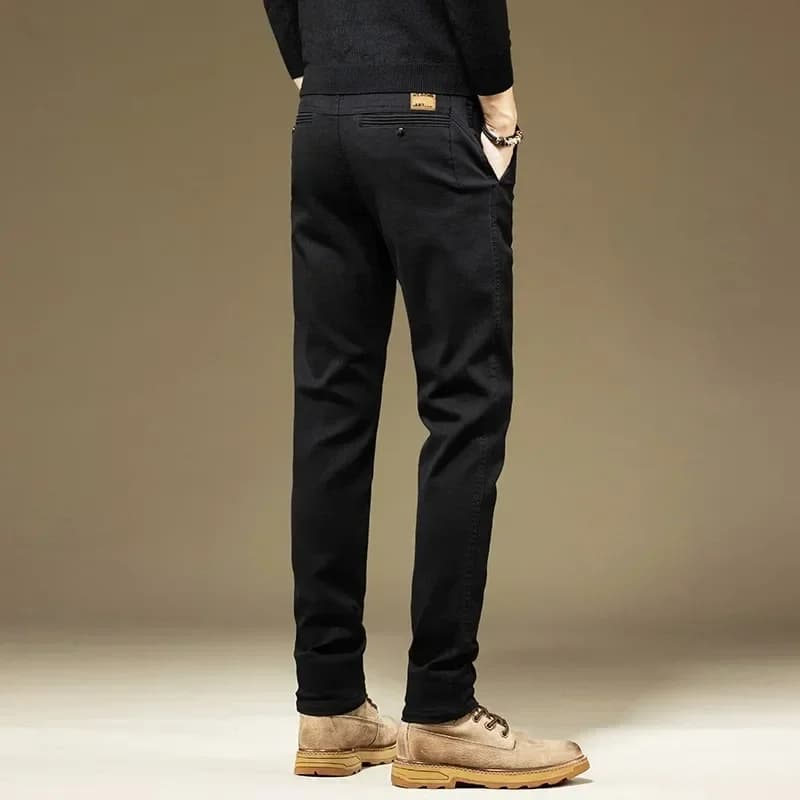 KUBRO hommes pantalons décontracté coton couleur unie printemps automne droit affaires travail panta