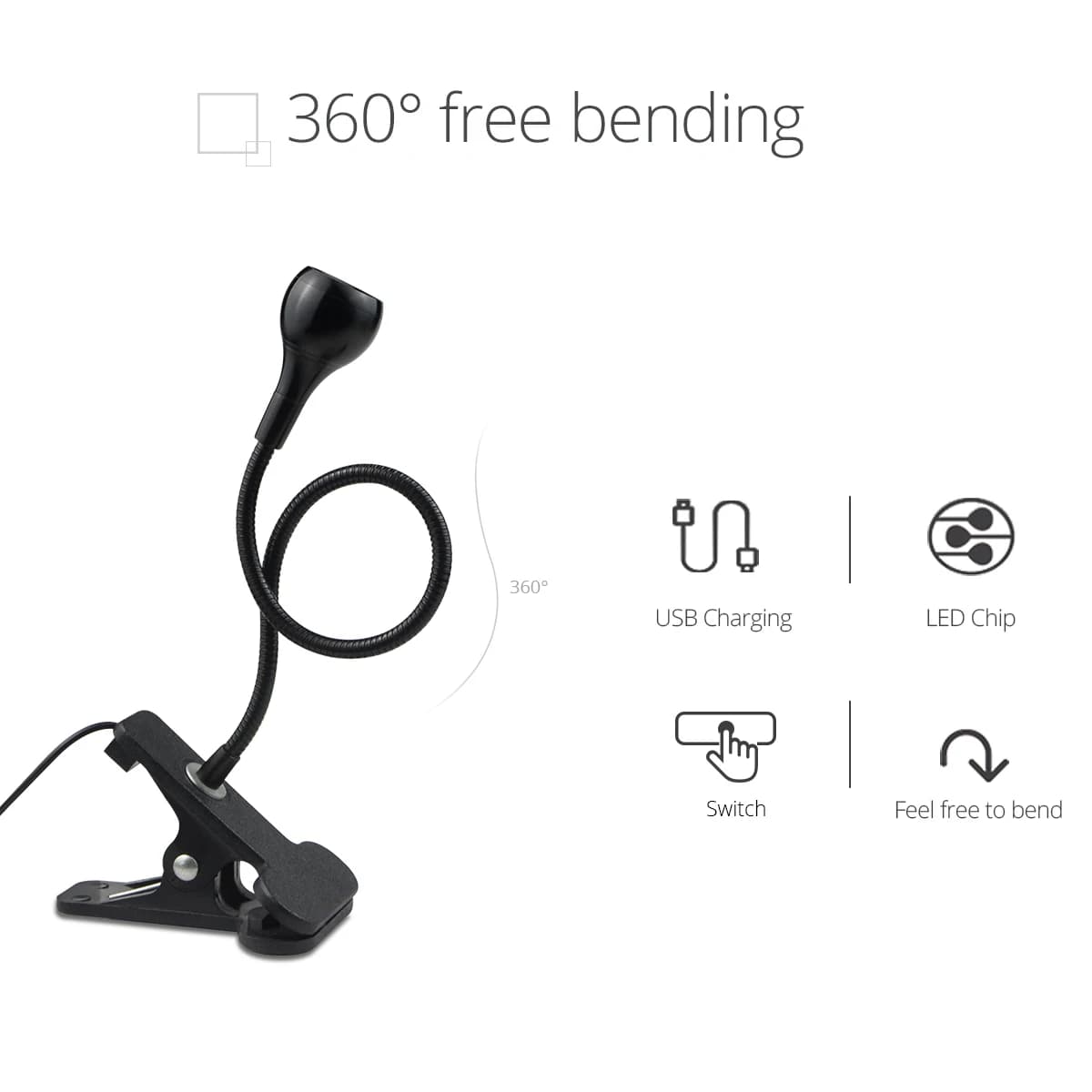 Clip lumineux LED avec interrupteur, lumière LED USB pour la lecture, l'étude, les livres, lampara d