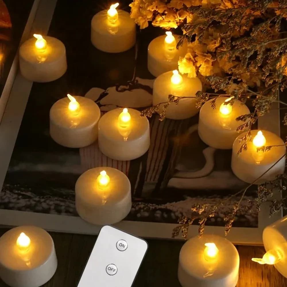 Bougie électronique LED sans flamme avec télécommande, éclairage LED avec effet de flamme vacillante