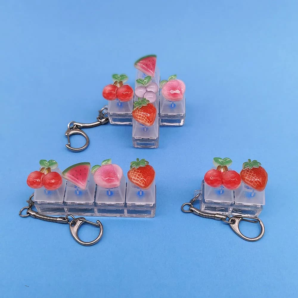 Keycap-Porte-clés avec pendentif fruits pour téléphone portable, porte-clés Kawaii, jouet Pop Fidget