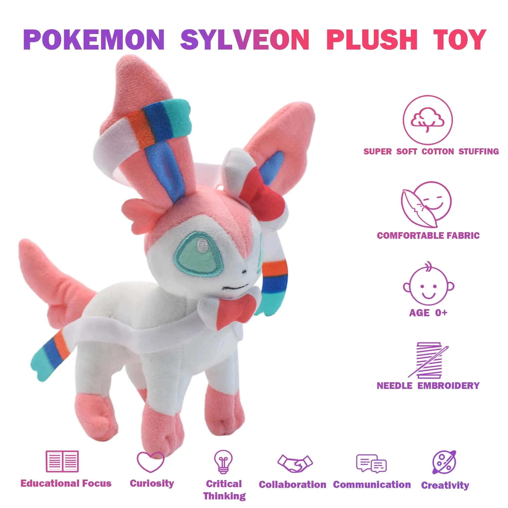 Peluche douce Leafeon Vaporeon Glaceon SylLion Espeon Umbreon Vaporeon SylLion, jouet à collectionne