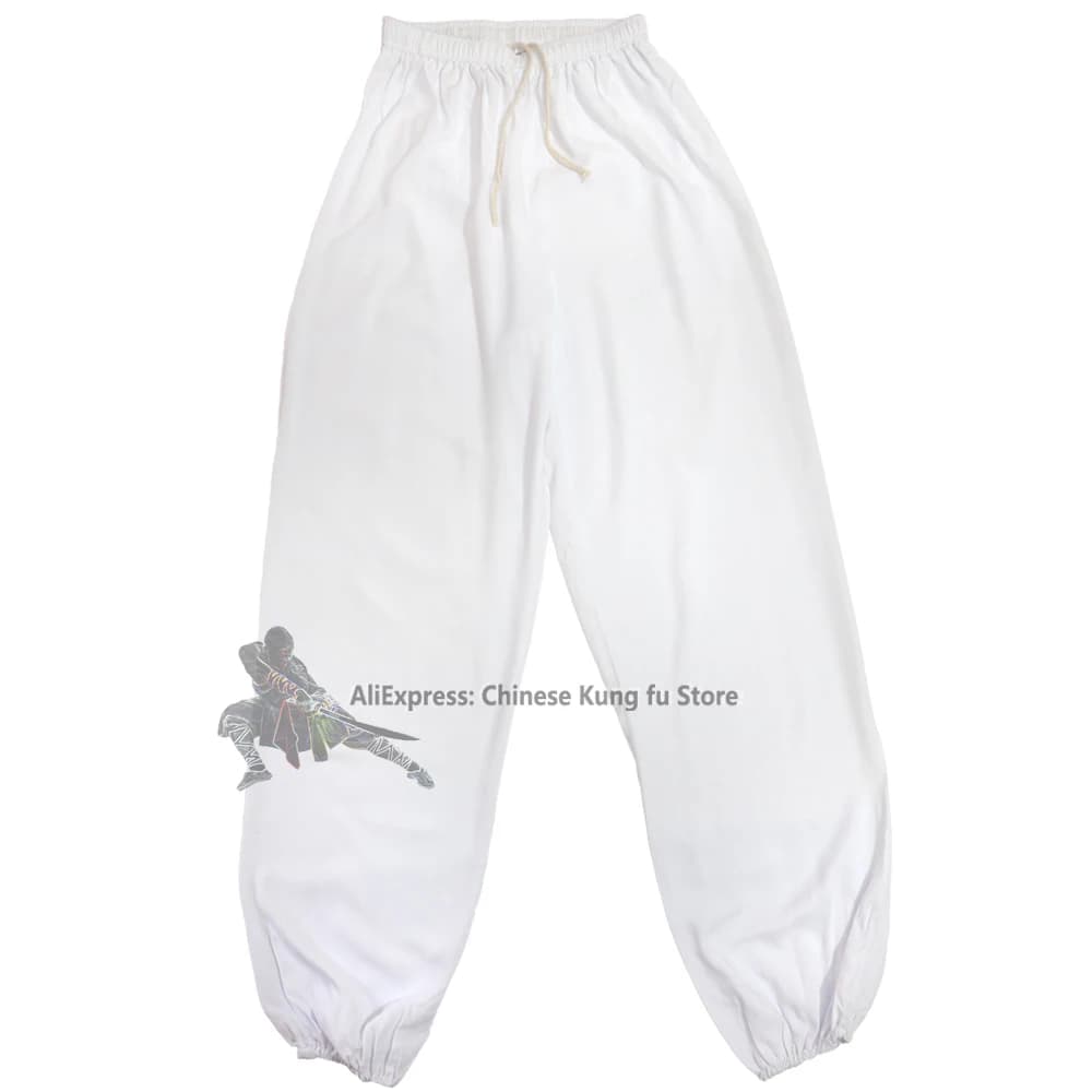 Pantalons en coton pour enfants et adultes, Kung fu Tai chi, arts martiaux, Wing Chun, noir et blanc
