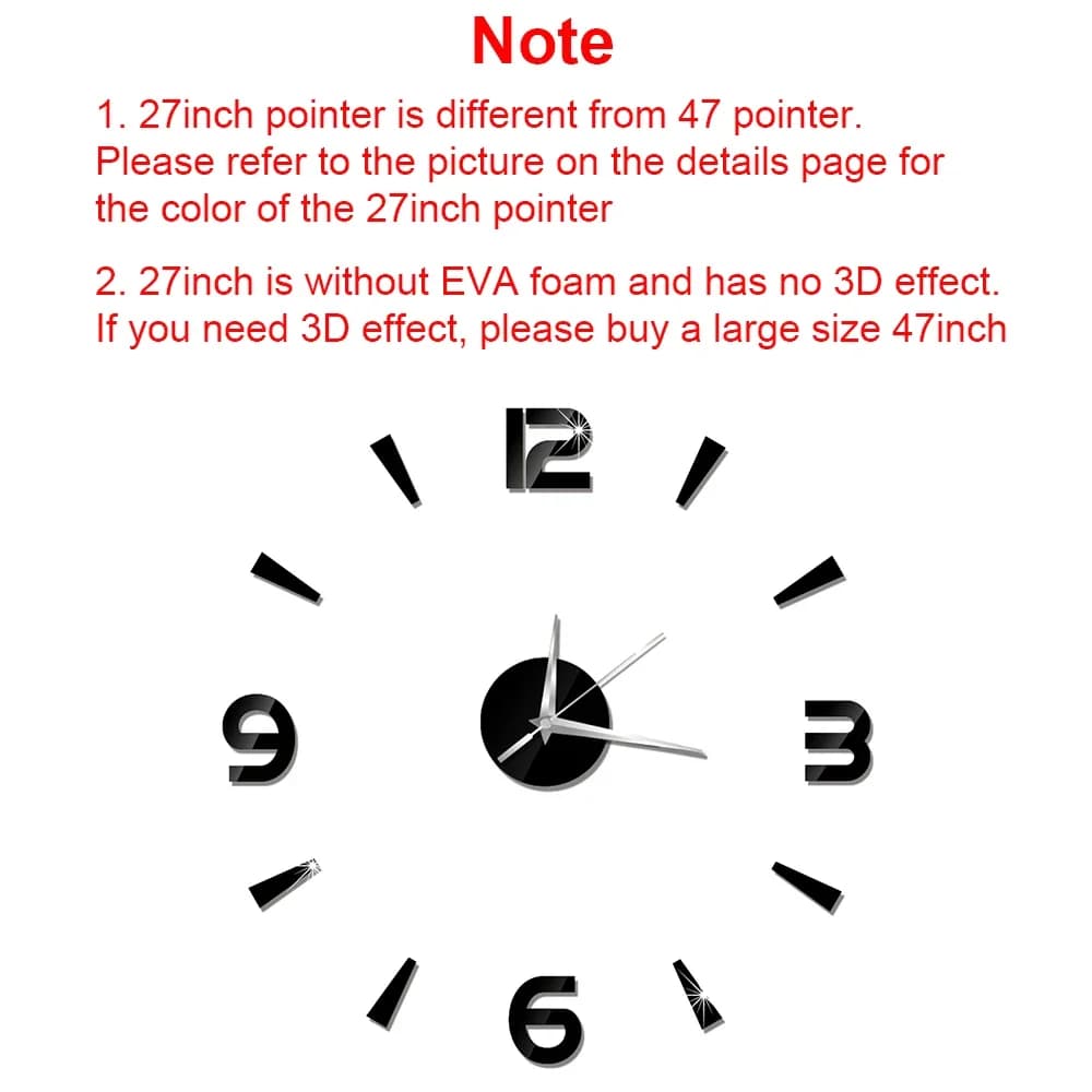 Horloge murale numérique 3D, sans cadre, autocollants muraux miroir acrylique, décoration de maison,