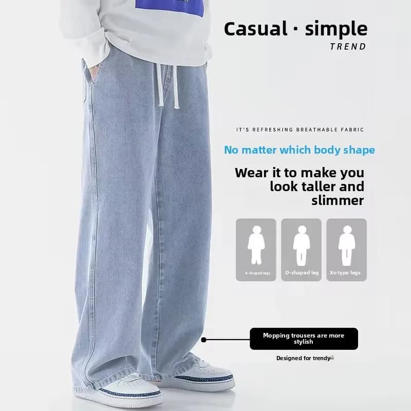 Jean ample pour hommes, Streetwear, Style coréen, mode, ample, droit, jambes larges, vêtements de ma