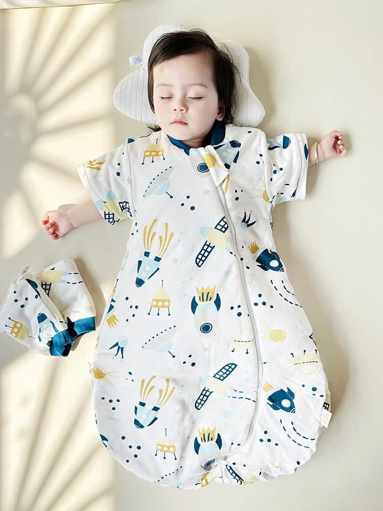 Sac de couchage fin pour bébé 2.5 Tog, printemps et automne, en coton pur, en forme de U, motif dess