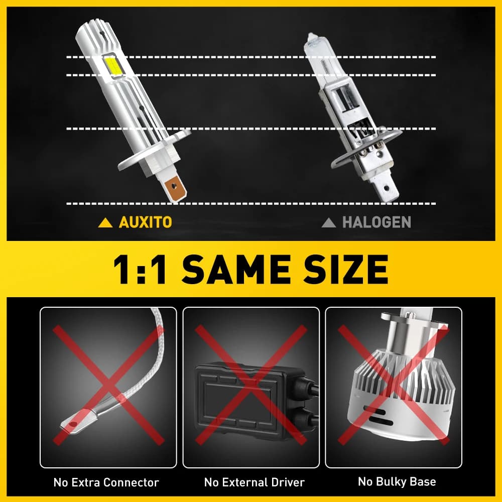 AUXITO 2X Canbus H1 LED ampoule de phare sans ventilateur sans erreur Super lumineux pour Audi a3 a4