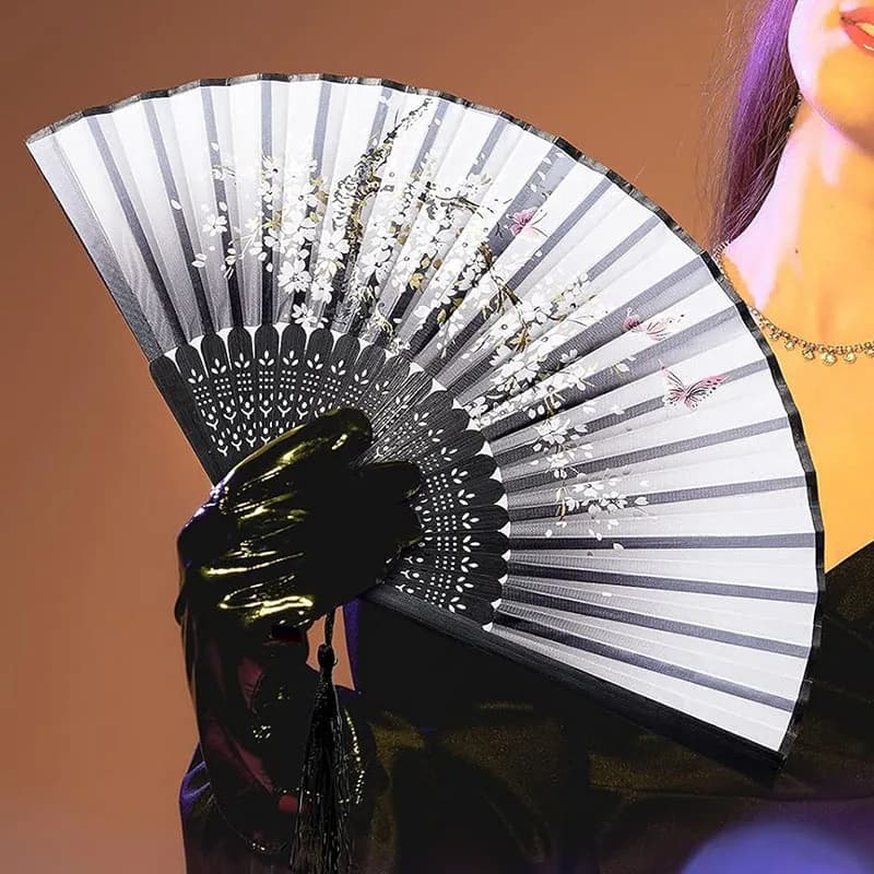 Éventail Pliant Vintage en Soie et Bambou, Éventails Chinois pour Femmes, Éventail de Danse, Accesso