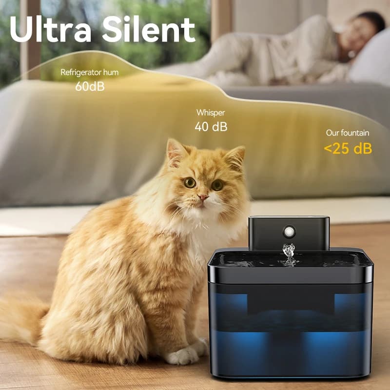 ROJECO Fontaine à eau automatique pour animaux de compagnie, distributeur d'eau sans fil, capteur in