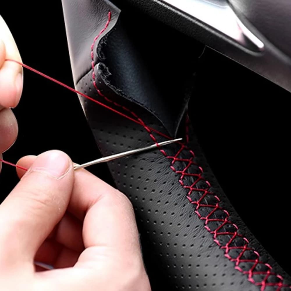 Housse de volant de voiture tressée en cuir artificiel, couture à la main, antidérapante, pour Hyund