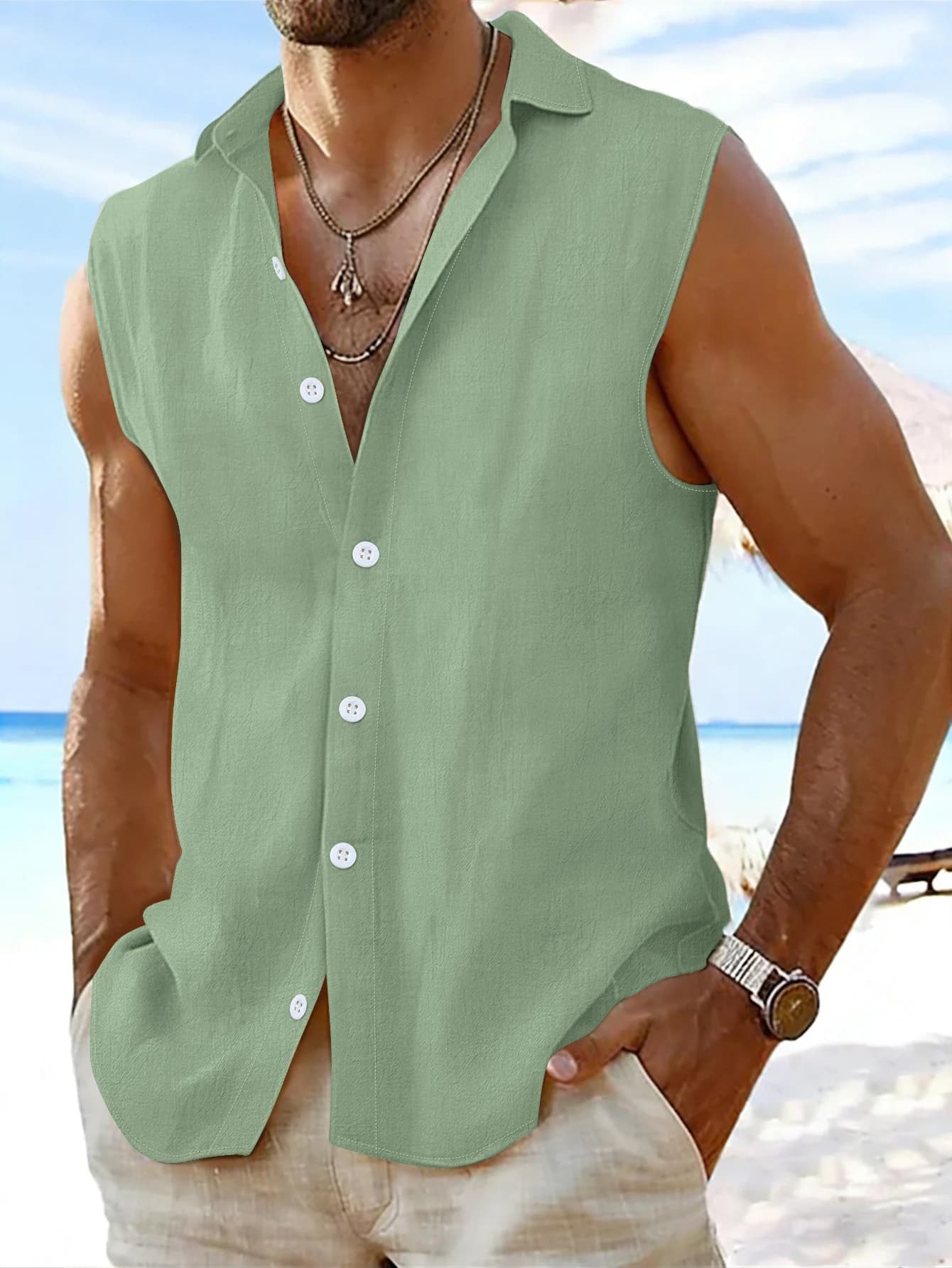 Gilet sans manches en coton et lin pour homme, nouveau style décontracté ample, cardigan ouvert, été