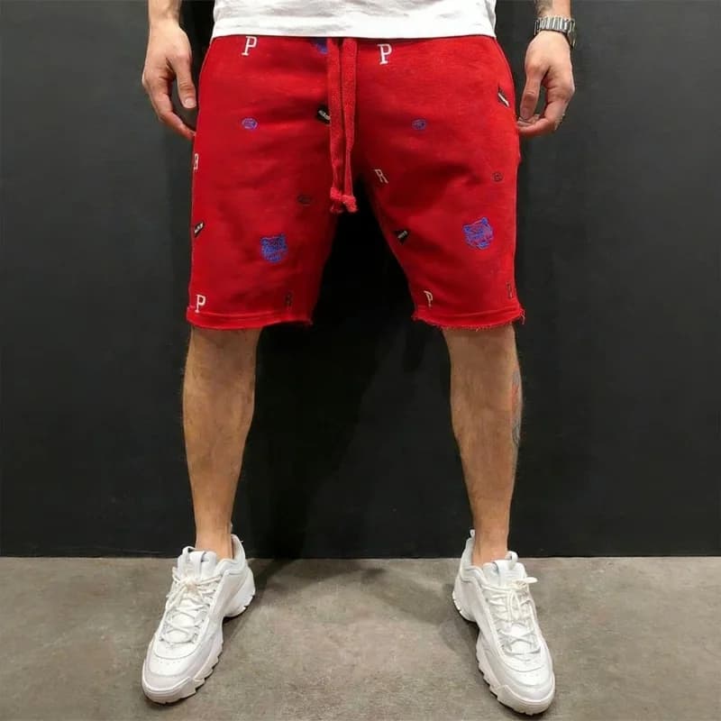 Shorts amples en coton pour hommes, style streetwear, brodés, décontractés, pour le sport et la musc