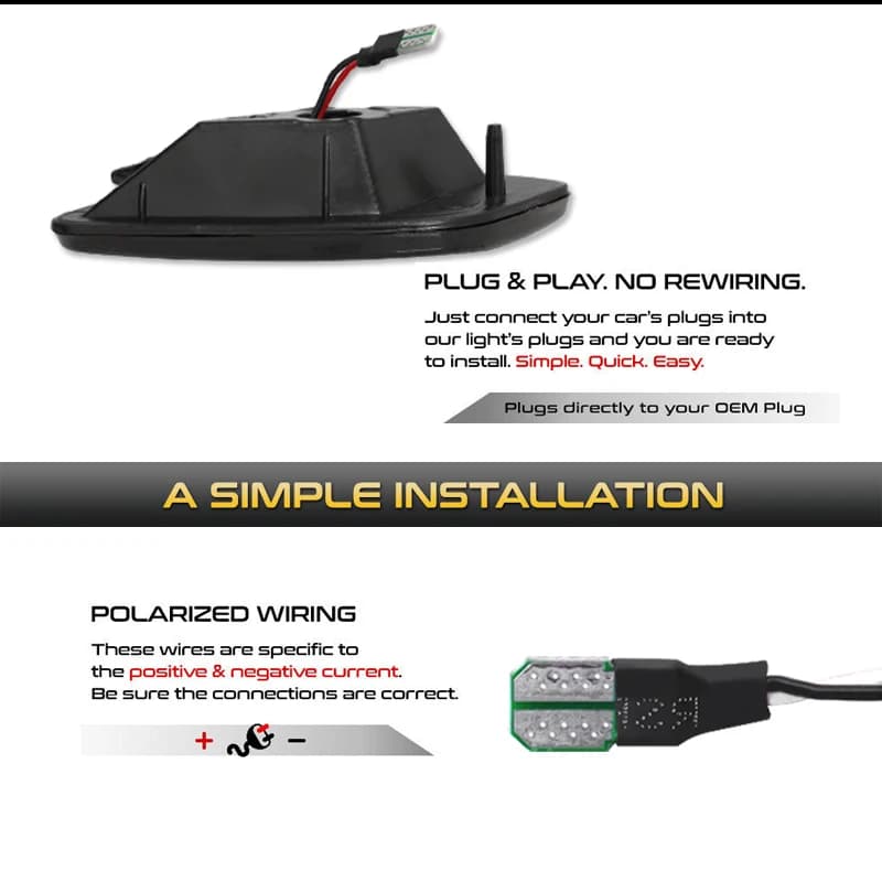 Feux de position latéraux pour Jeep Wrangler TJ, bande triple-nucléoLED ambre, clignotant, feux laté