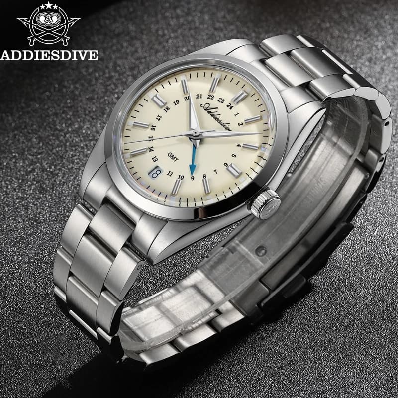 ADDIESDIVE 36mm montre analogique pour hommes GMT 515-24H montre BGW9 lumineux 100m étanche en acier