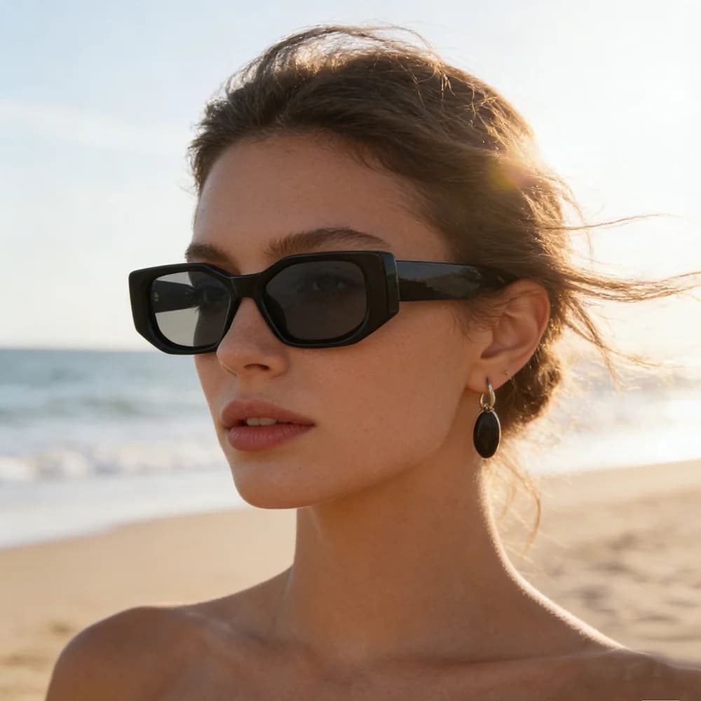Lunettes de soleil de mode Ruiao 2026, nouveau modèle noir classique rétro de marque, monture épaiss