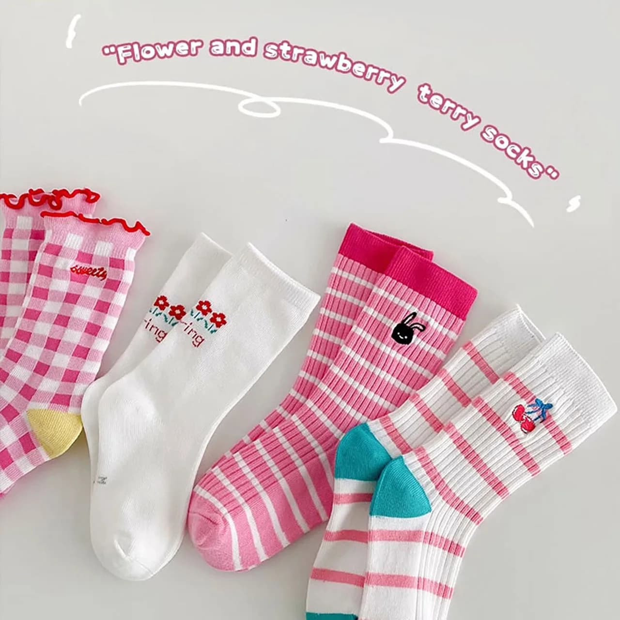 4 paires de chaussettes roses pour filles, chaussettes mi-tube en coton pour enfants, chaussettes co