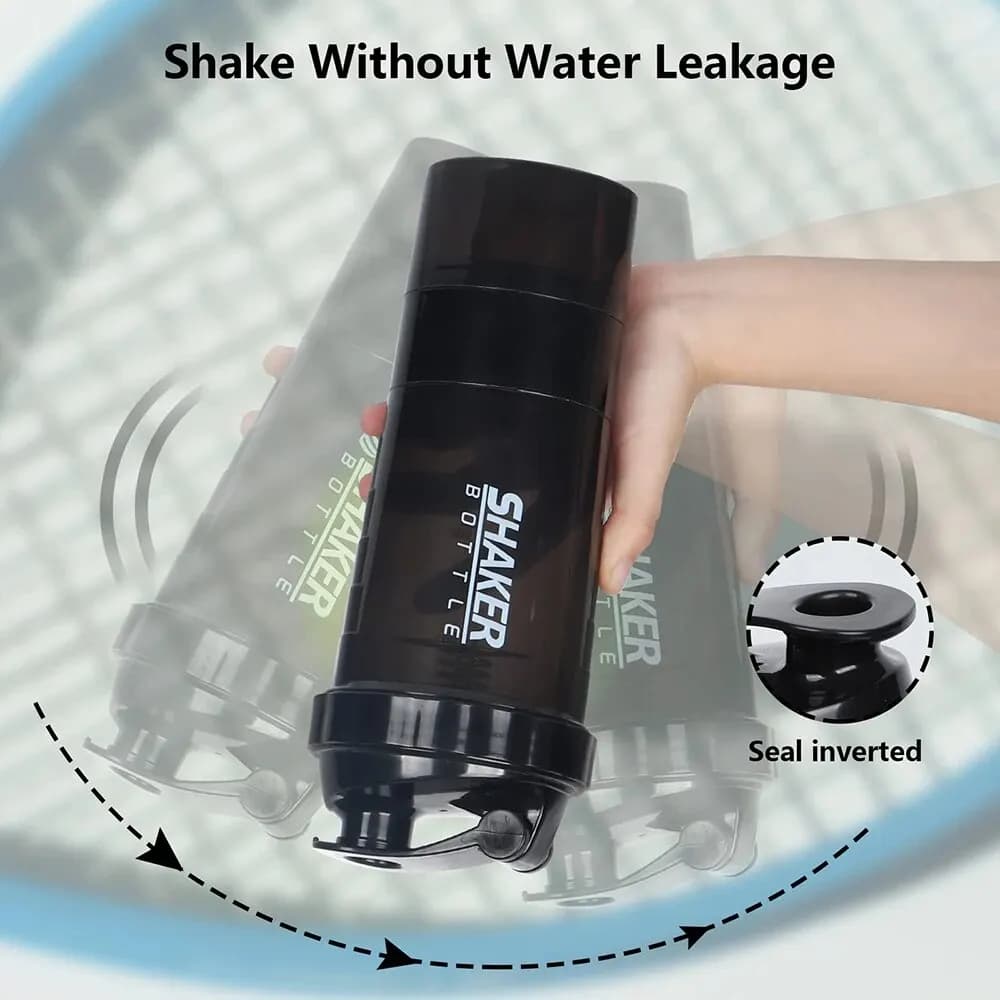 3 couches Shaker bouteille de protéines poudre Shake Cup bouteille d'eau tasse de mélange en plastiq