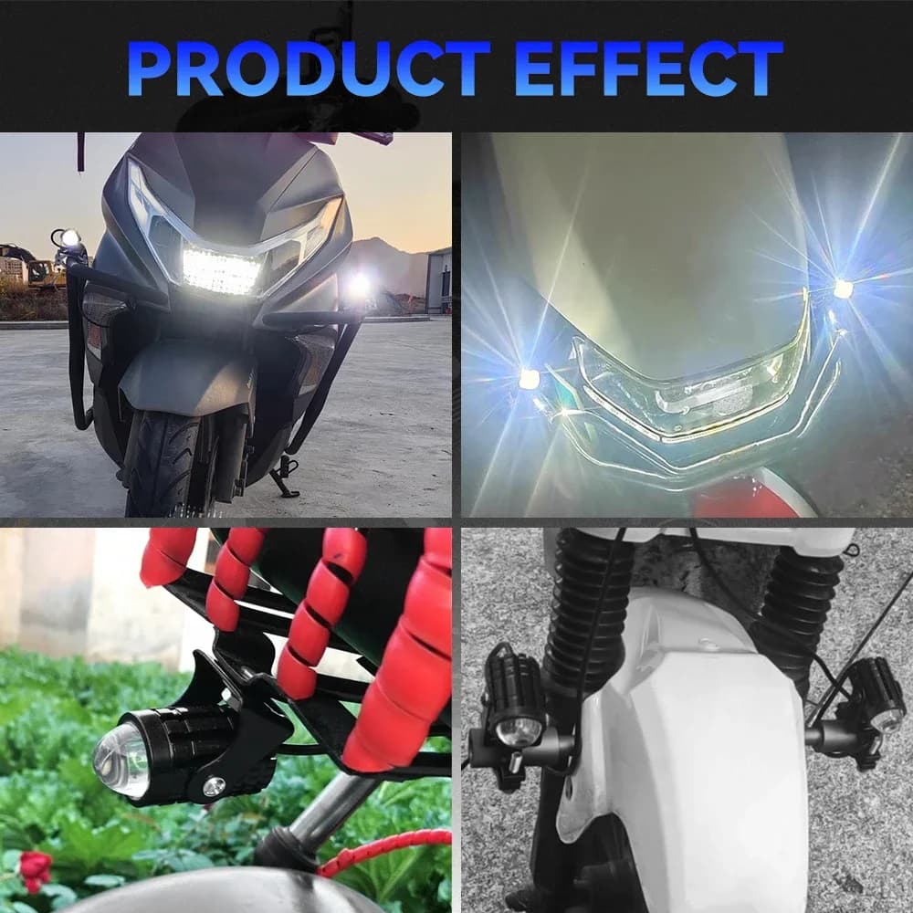 Phare Led pour Moto, 2 pièces, 12V, haute luminosité, lampe pour Moto, projecteurs auxiliaires