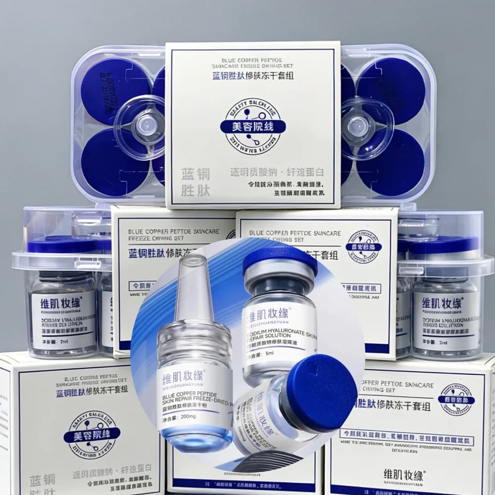 Sérum GHK-Cu Premium Lyophilisé au Peptide de Cuivre Bleu Anti-rides, Réparateur de Barrière Cutanée