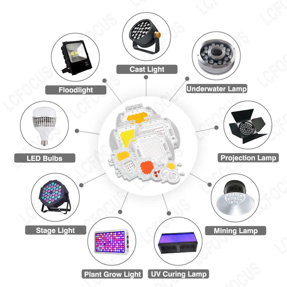 10 pièces 1 W 3 W 5 W puce LED blanc chaud blanc naturel blanc froid ultraviolet orange rouge vert b