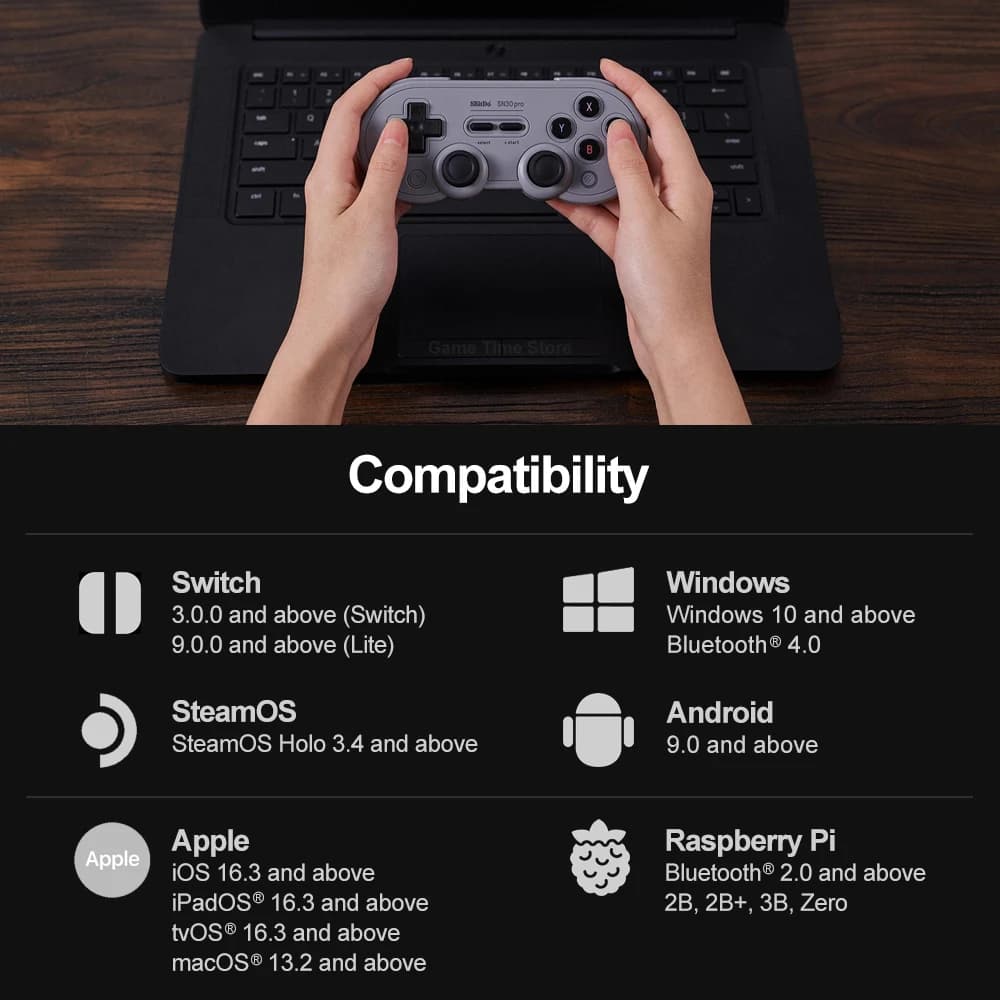 8Bitdo Manette de jeu sans fil Bluetooth SN30 Pro, JoysUniverse à effet Hall amélioré, Nintendo Swit