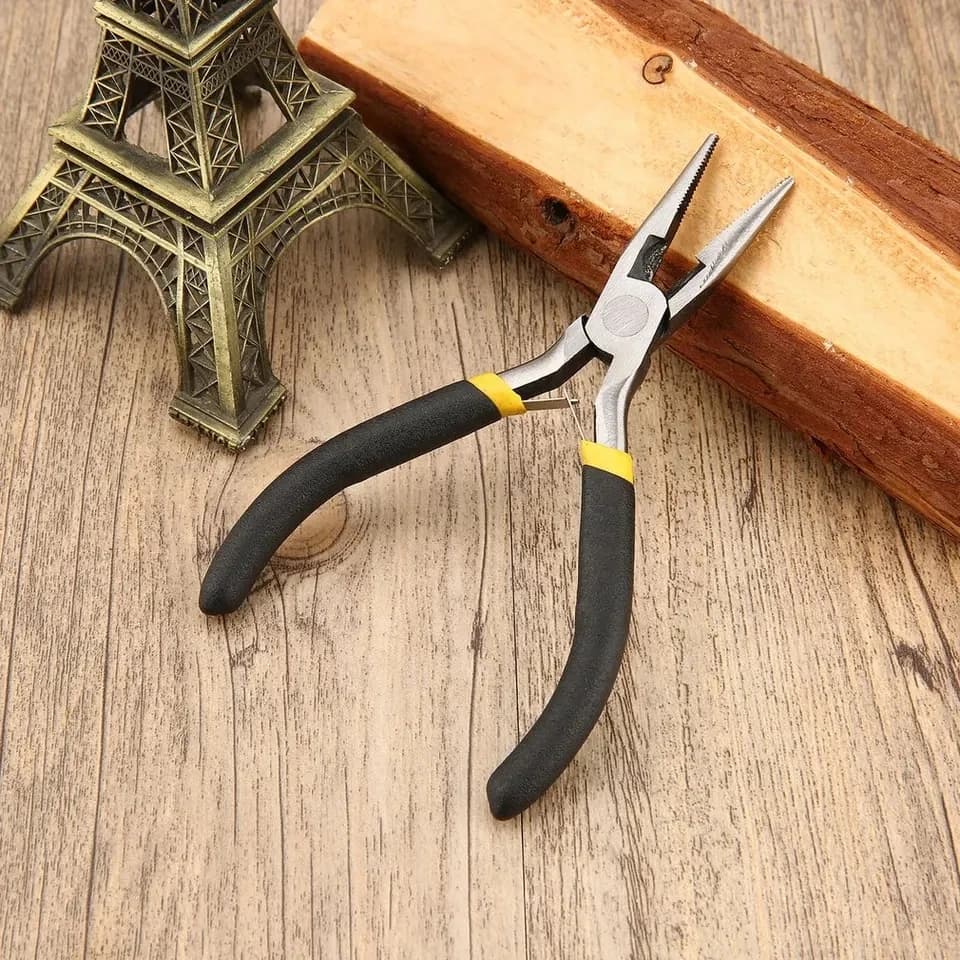 1 pièce Pince à bijoux portable et durable en acier au carbone forgé, légère, mini pince à bec rond,