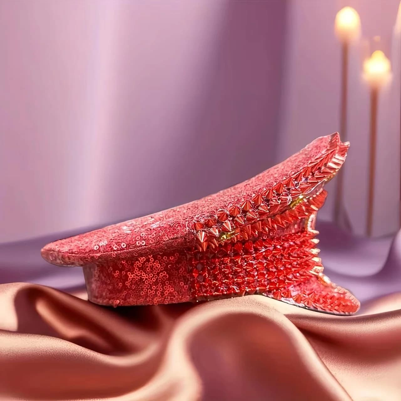 Chapeau de capitaine de Festival de luxe en strass rouge, chapeaux de capitaine militaire de mariage