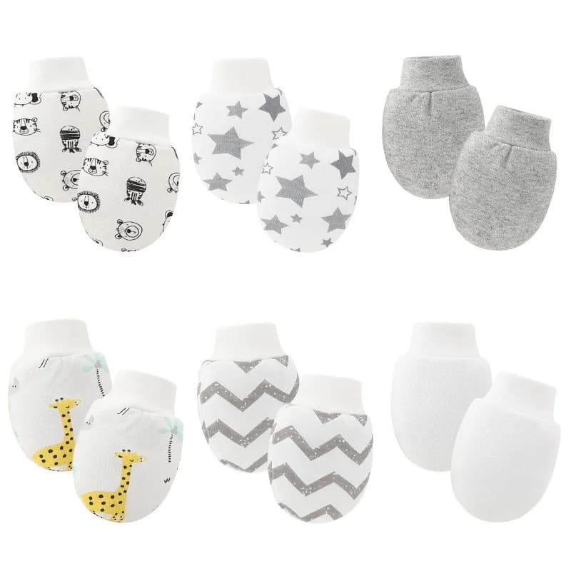 Gants de Protection pour nouveau-né, 6 paires/lot, mitaines pour bébé garçon, en coton doux, anti-ra