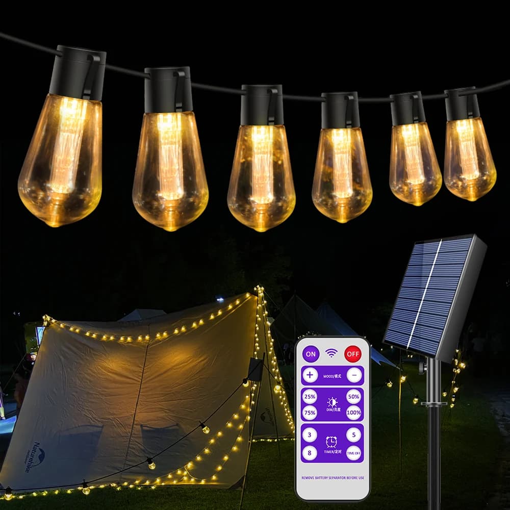 Guirlande solaire haute luminosité, 20 pieds (8M), 20 ampoules incassables, étanche S14 LED, guirlan