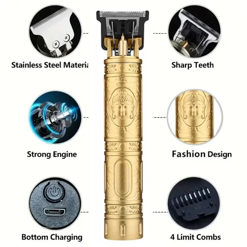 Rasoir électrique Vintage pour barbier, Machine de coupe de cheveux sans fil, chargeur USB, tondeuse