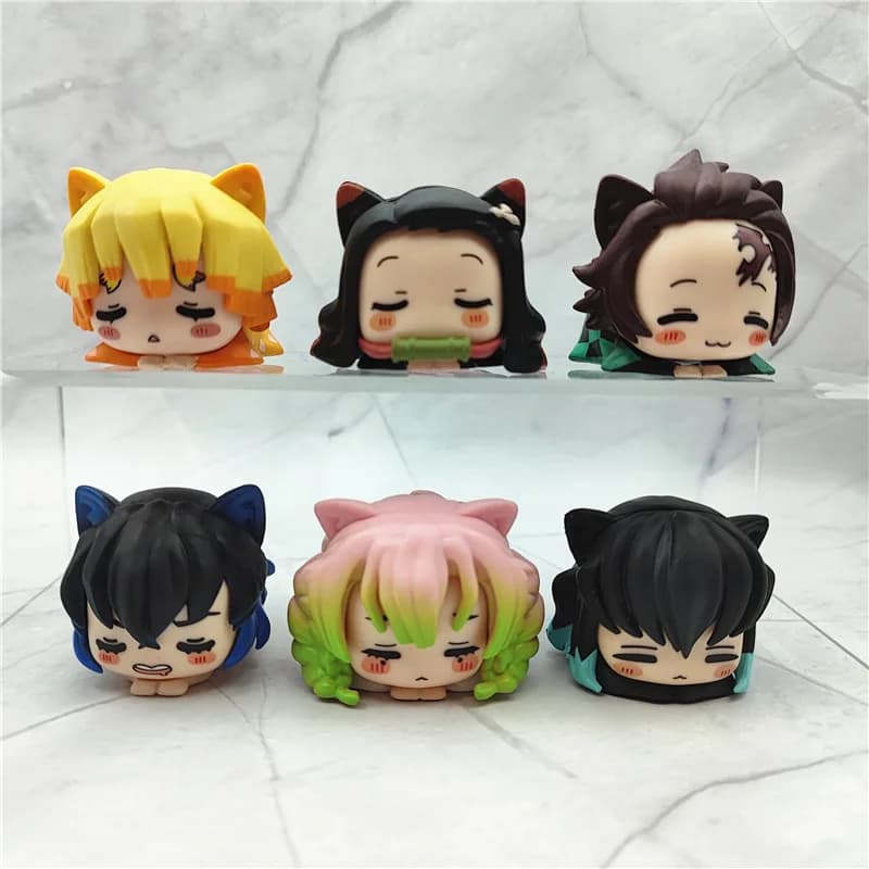 6 pièces/ensemble Anime démon Slayer Figure Nezuko Tanjirou Zenitsu Inosuke Mini Figurine Kawaii cha