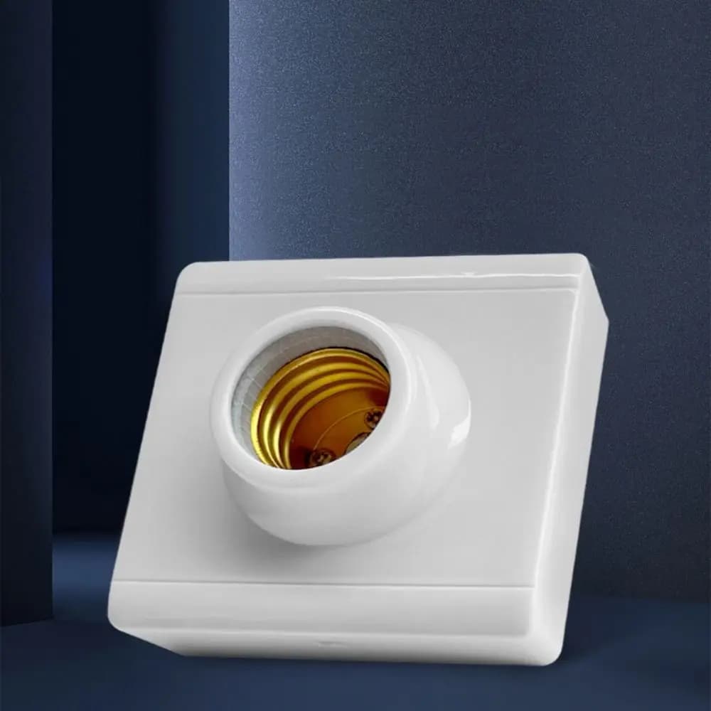 Coque en plastique avec bouchon à vis, base de lumière carrée en céramique, prise de raccord, suppor