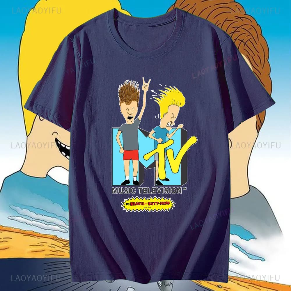 Beavis Butthead-T-shirt à manches courtes en coton pour hommes et femmes, T-shirt drôle, Cool, Haute