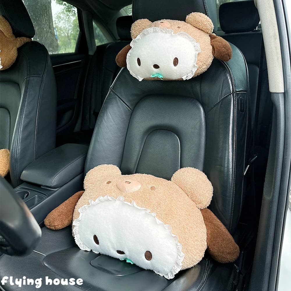 Coussin de Tête Mignon pour Siège de Voiture, Motif Dessin Animé Kuromi My Melody Cinnamoroll Pom Po