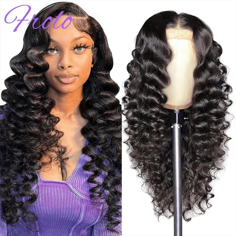40 pouces HD lâche vague profonde 13x6 dentelle avant perruques de cheveux humains 250 densité brési