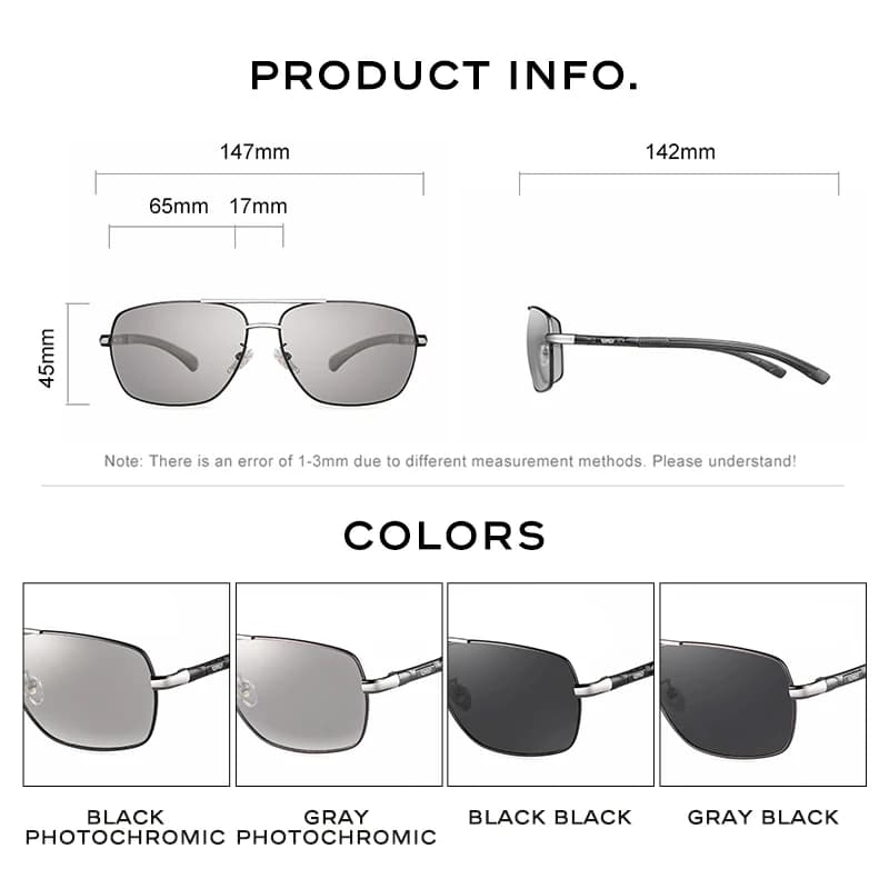 CAPONI-Lunettes de soleil photochromiques polarisées pour hommes, design de marque classique, nuance