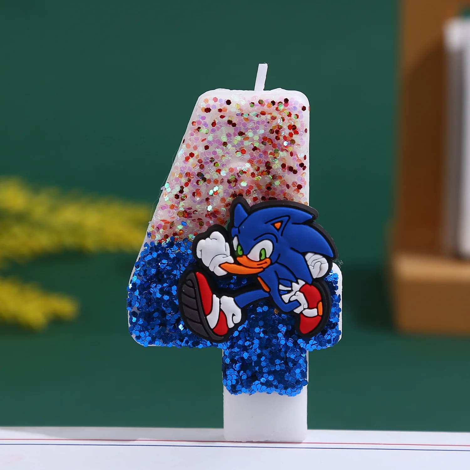 Bougie Sonices bleue 0-9 chiffres, personnage d'anniversaire pour enfant, décorations de gâteau d'an