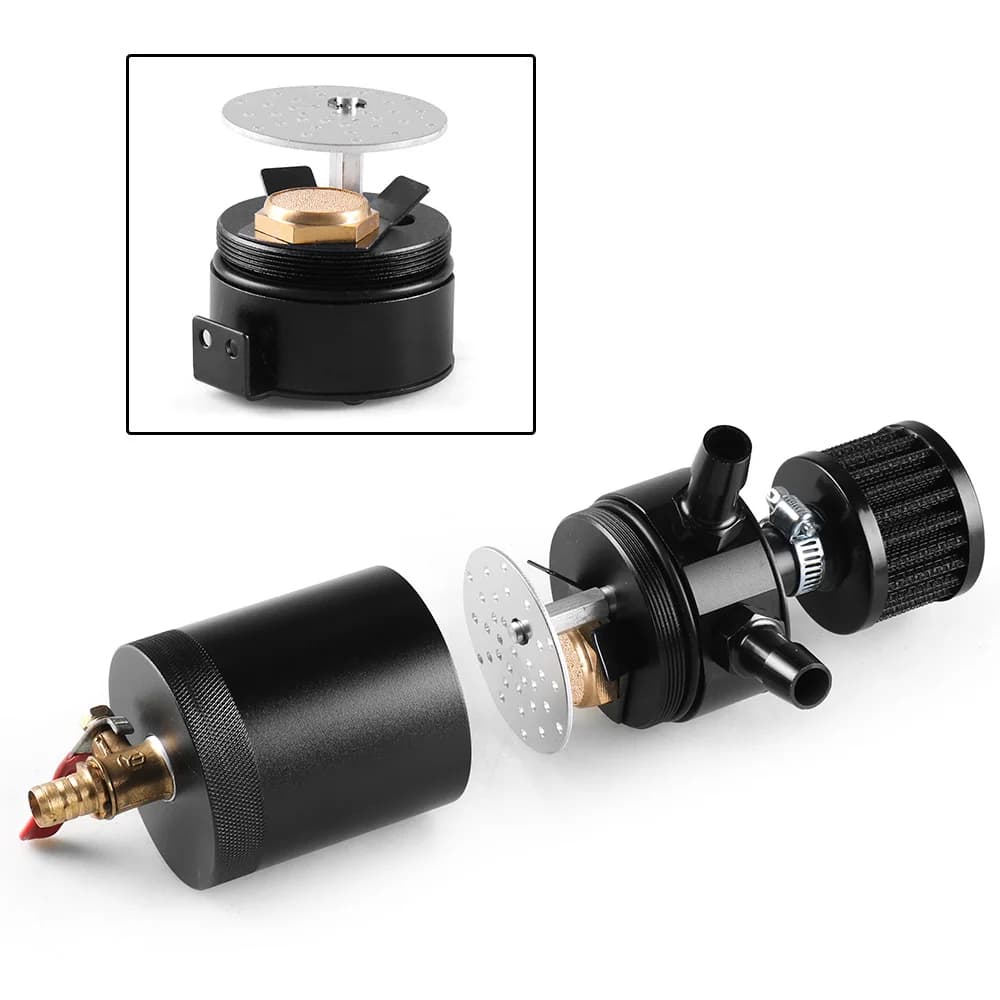 Réservoir de récupération d'huile en aluminium à déflecteur universel, réservoir à 2 ports avec Valv