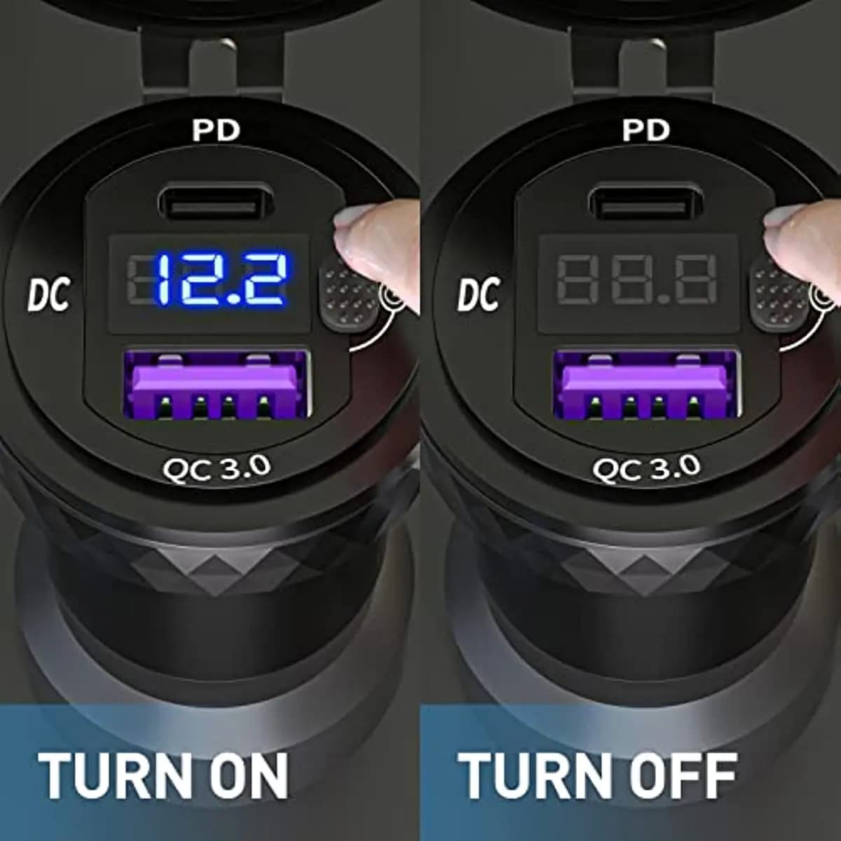 Prise DIN Hella vers USB C PD 3.0 QC 3.0, adaptateur d'alimentation pour chargeur USB, voltmètre ave