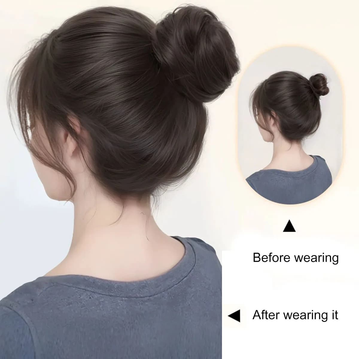 Chignon synthétique avec Clips élastiques circulaires, 1 pièce, perruque de cheveux lisses en forme 