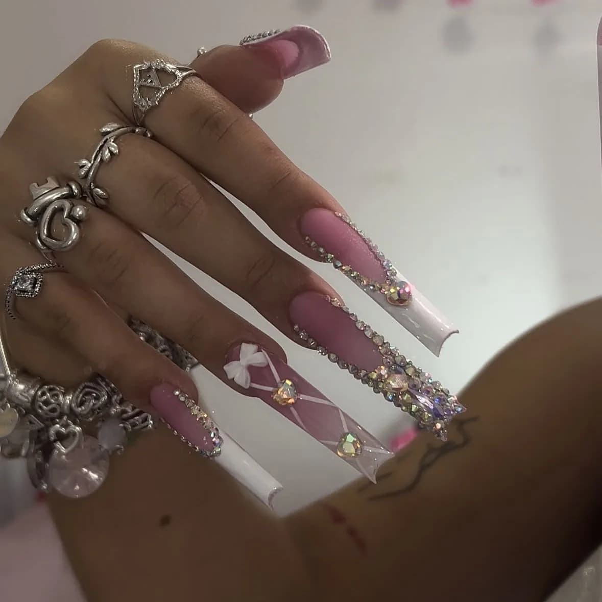 24 pièces longue tête carrée couverture complète ongles conseils blanc français faux ongles 3D ceris