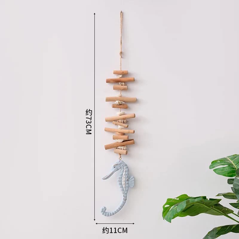 Décoration murale Hippocampe de la côte, Pendentif coquillage en bois flotté, Ornement nautique pour
