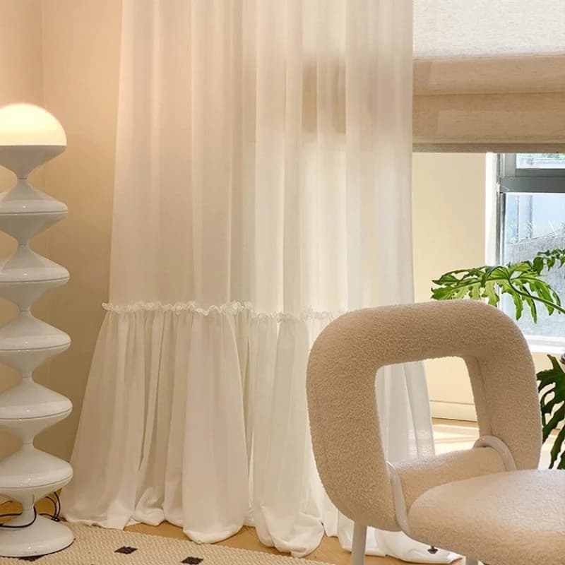 Rideaux transparents blancs de conception spéciale de jupe française pour les chambres de princesse,